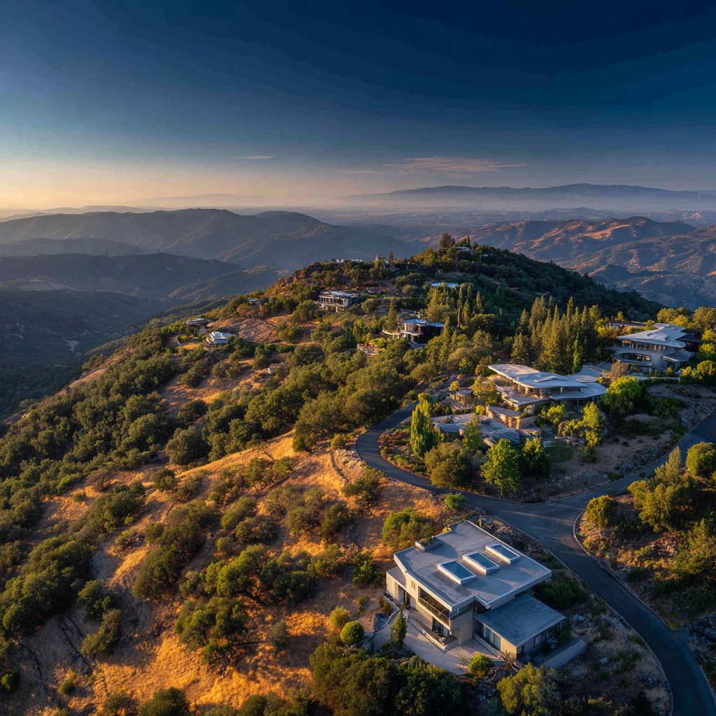 Serene mountain retreat view